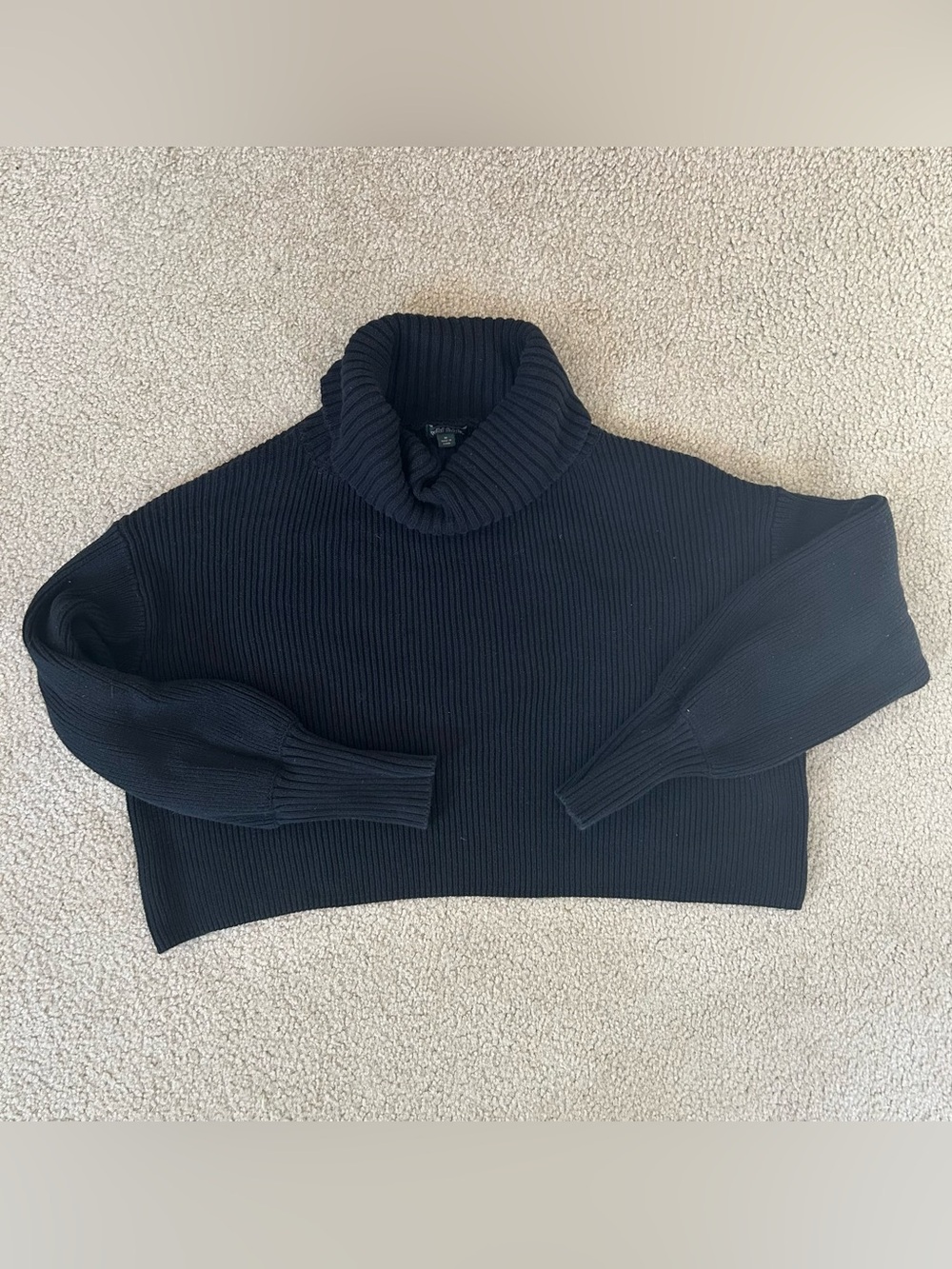 Black Ribbed Turtleneck Sweater
